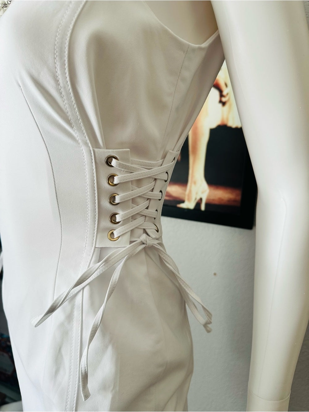 Calvin Klein White Lace-Up Side Sheath Dress