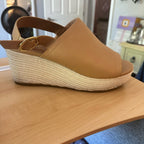 Pink Lily Cynthia Toffee Peep Toe Wedge