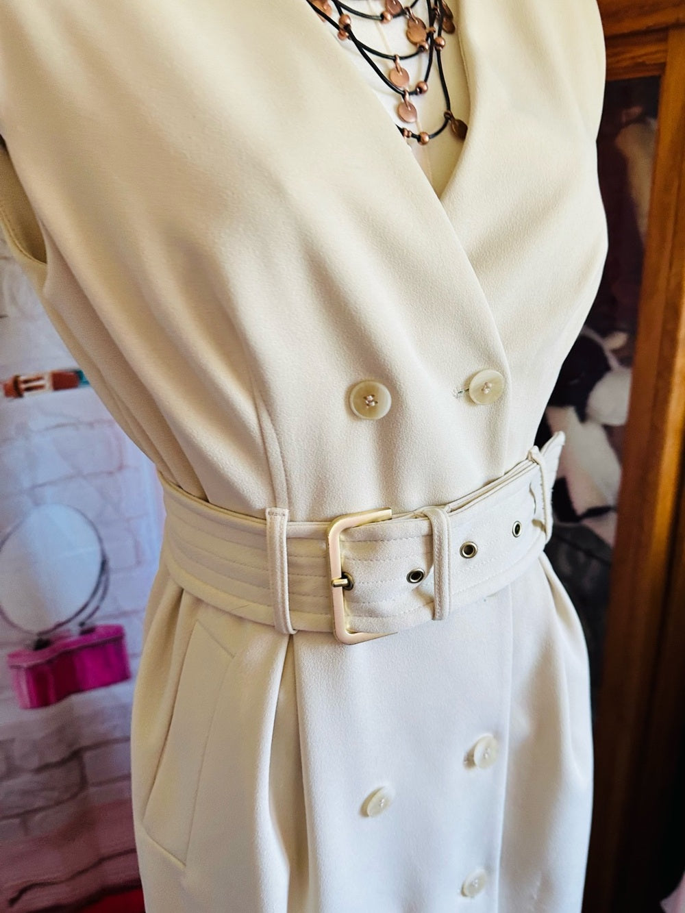 Calvin Klein Sleeveless Double-Breasted Belted Sheath Dress