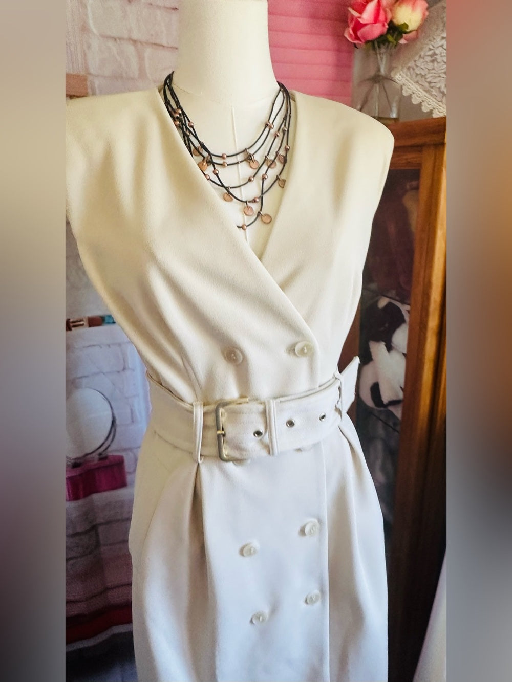 Calvin Klein Sleeveless Double-Breasted Belted Sheath Dress
