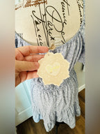 indulge Light Blue Floral Smocked Waist Off-Shoulder Dress