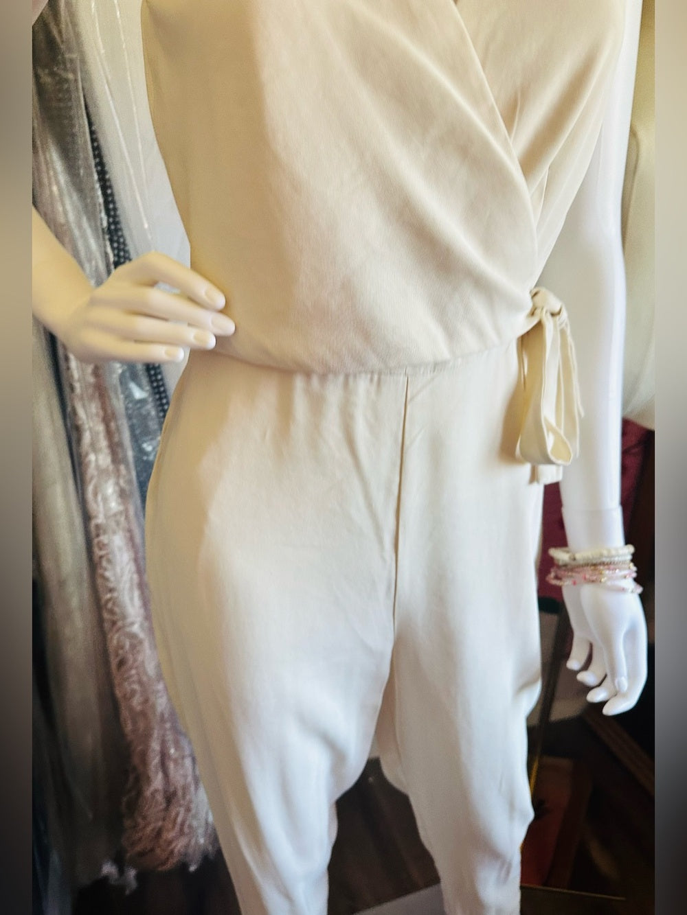 1.STATE Sleeveless Wrap Front Soft Twill Jumpsuit