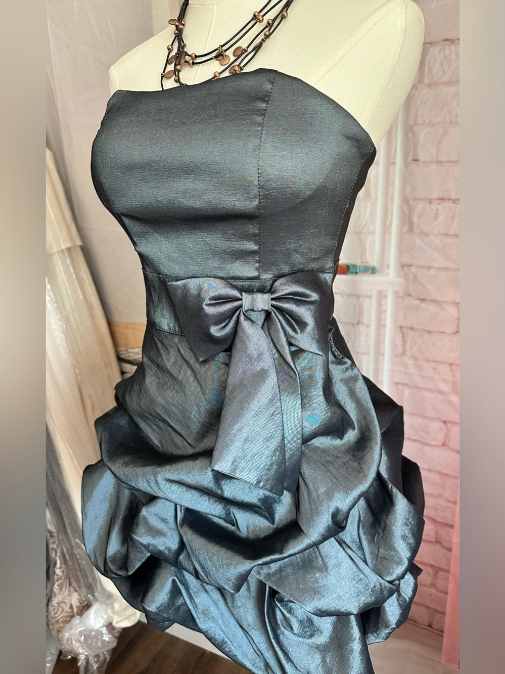 Vintage Y2K Masquerade Strapless Bubble Hem Prom Dress