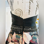 Chic Floral A-Line Party Dress in Black and Pink