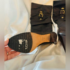 Charles David Brown Heeled Boots with Buckle Detail