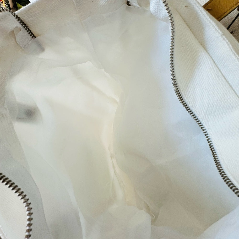 White and Tan Tote Bag
