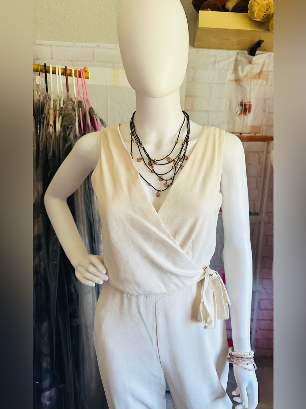 1.STATE Sleeveless Wrap Front Soft Twill Jumpsuit