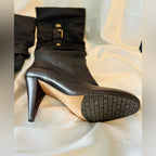 Charles David Brown Heeled Boots with Buckle Detail