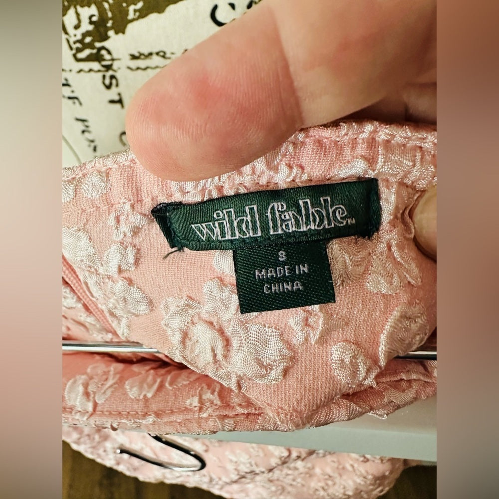 Floral Brocade Pink Mini Skirt