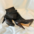Charles David Brown Heeled Boots with Buckle Detail
