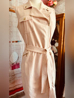 Calvin Klein Blush Pink Sleeveless Moto Zip Front Sheath Dress – Size 10