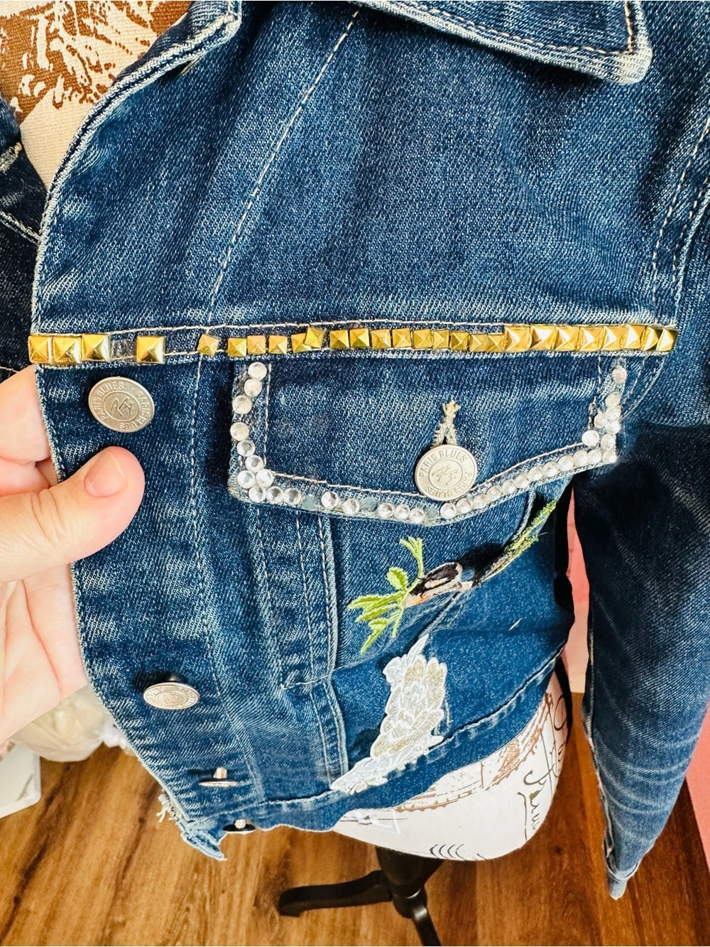 Vintage Paris Blues Embroidered Denim Jacket