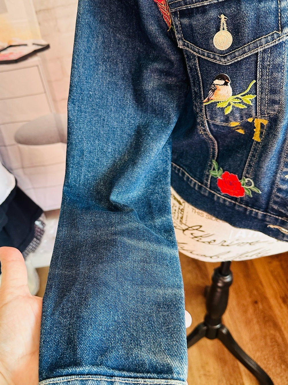 Vintage Paris Blues Embroidered Denim Jacket