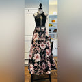 Chic Floral A-Line Party Dress in Black and Pink