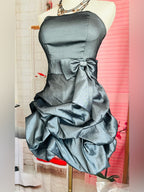 Vintage Y2K Masquerade Strapless Bubble Hem Prom Dress