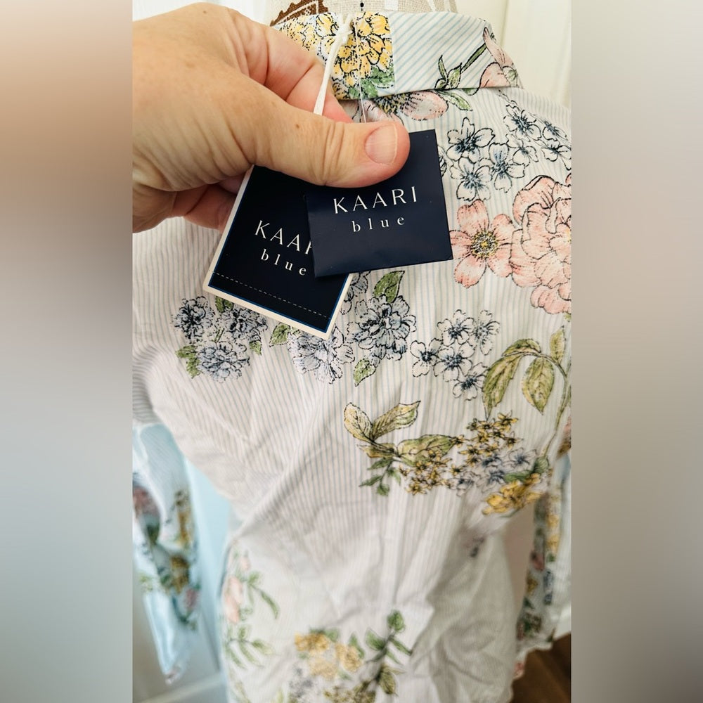Kaari Blue Women’s Pinstriped Floral Shirt Dress