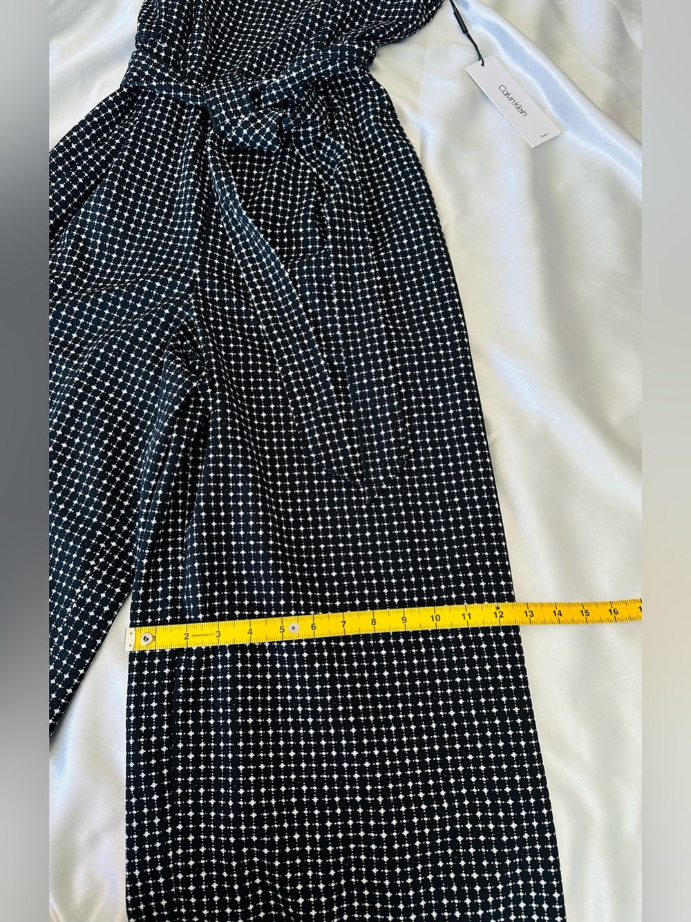 Calvin Klein Wide Leg Belted Geometric Print Jumpsuit
