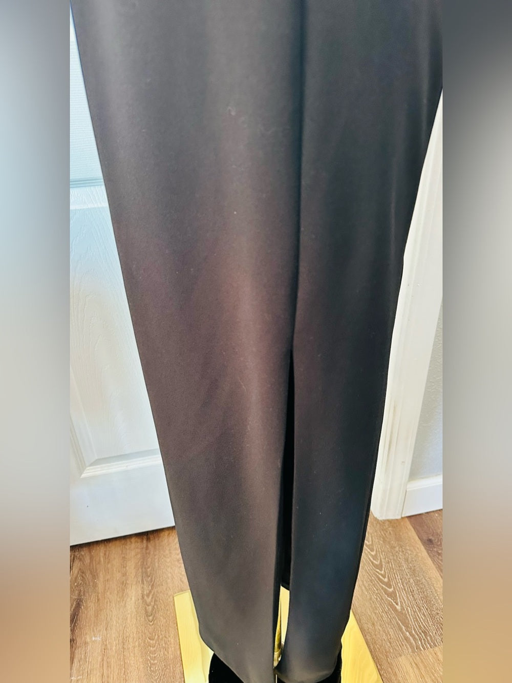 Betsy & Adam Black Strapless Tuxedo Gown