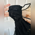 Olivaceous Black Lace-Up Bodysuit