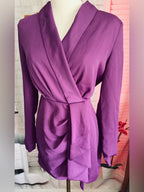 MISHA Long Sleeve Ruffle Wrap Mini Dress—Prism Violet
