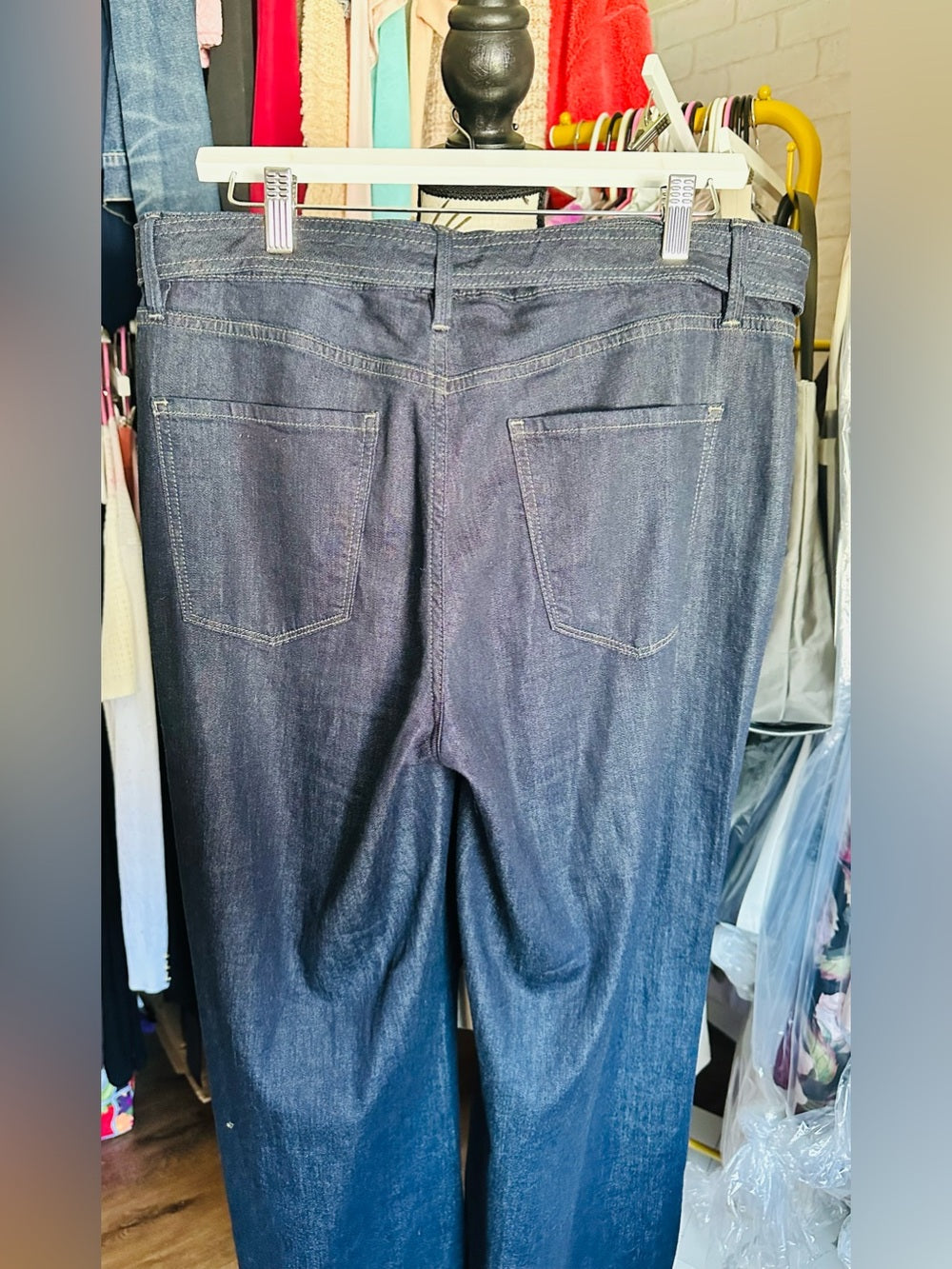 White House Black Market High-Rise Belted Wide-Leg Jean