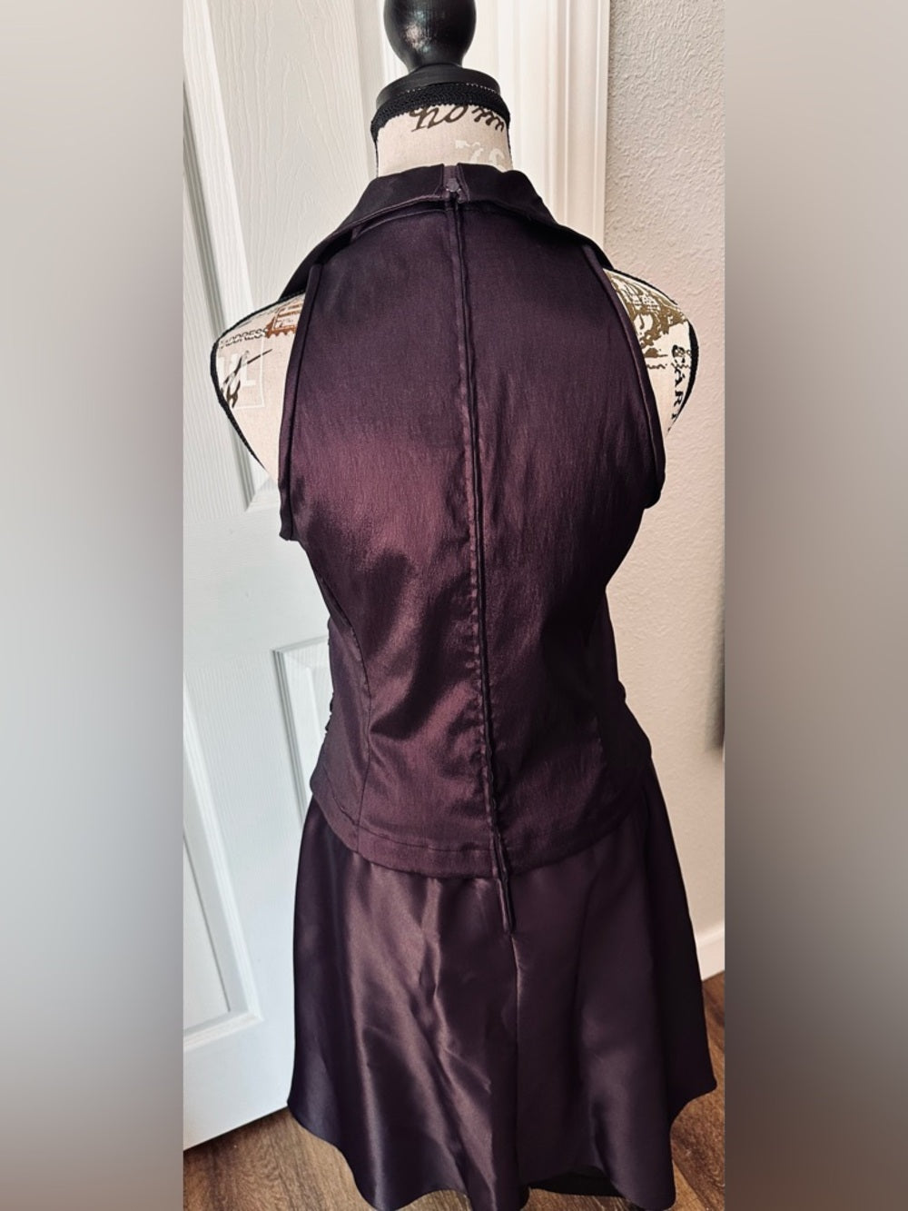 Tadashi Shoji Plum Ruched Halter Gown
