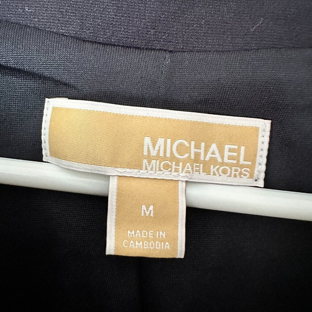 Navy Blue Blazer with Gold Chain Accents