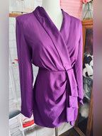 MISHA Long Sleeve Ruffle Wrap Mini Dress—Prism Violet