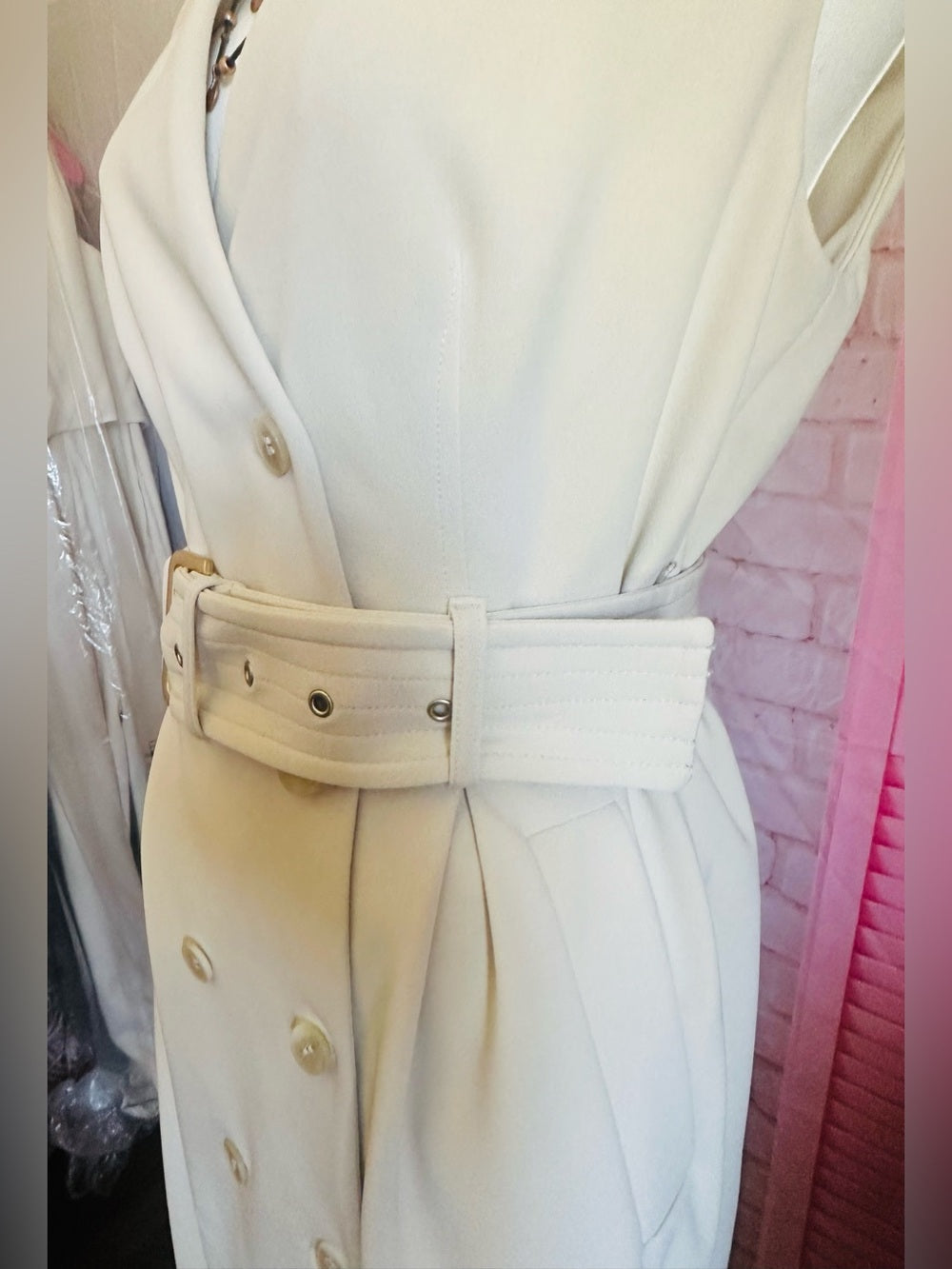 Calvin Klein Sleeveless Double-Breasted Belted Sheath Dress