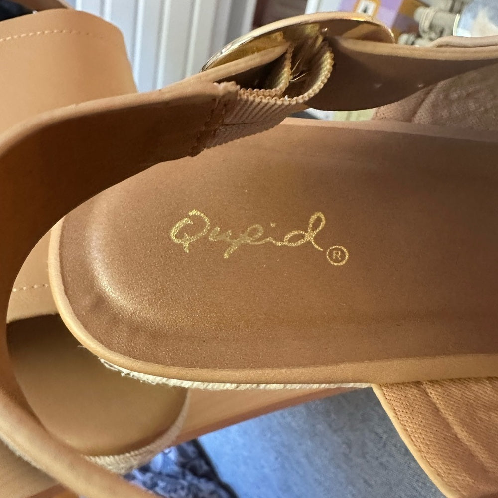 Pink Lily Cynthia Toffee Peep Toe Wedge