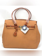 Adrienne Vittadini Natural Pebbled Tote Bag Gold Hardware Workbook Sleeve