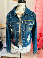 Vintage Paris Blues Embroidered Denim Jacket