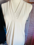 Anne Klein Cream Sleeveless V-Neck Blouse