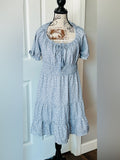 indulge Light Blue Floral Smocked Waist Off-Shoulder Dress