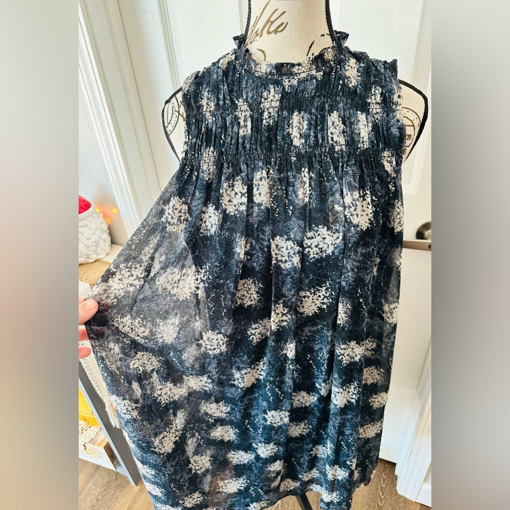 Sleeveless Mock Neck Smocked Midi Dress by Joie