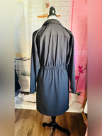 Calvin Klein Black Long-Sleeve Drawstring Shirt Dress