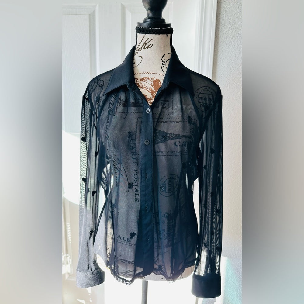 Topshop Women’s Black Sheer Blouse