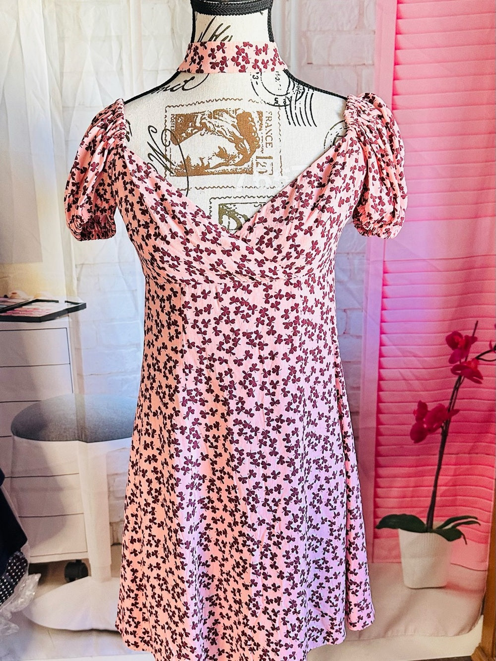 Alexis Pink Floral Print Midi Dress