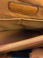 Adrienne Vittadini Natural Pebbled Tote Bag Gold Hardware Workbook Sleeve
