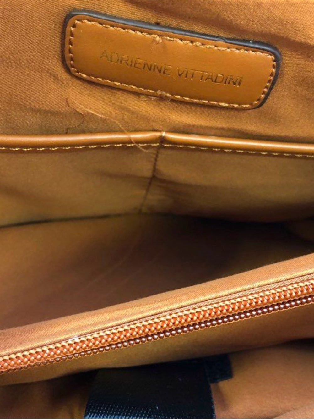 Adrienne Vittadini Natural Pebbled Tote Bag Gold Hardware Workbook Sleeve