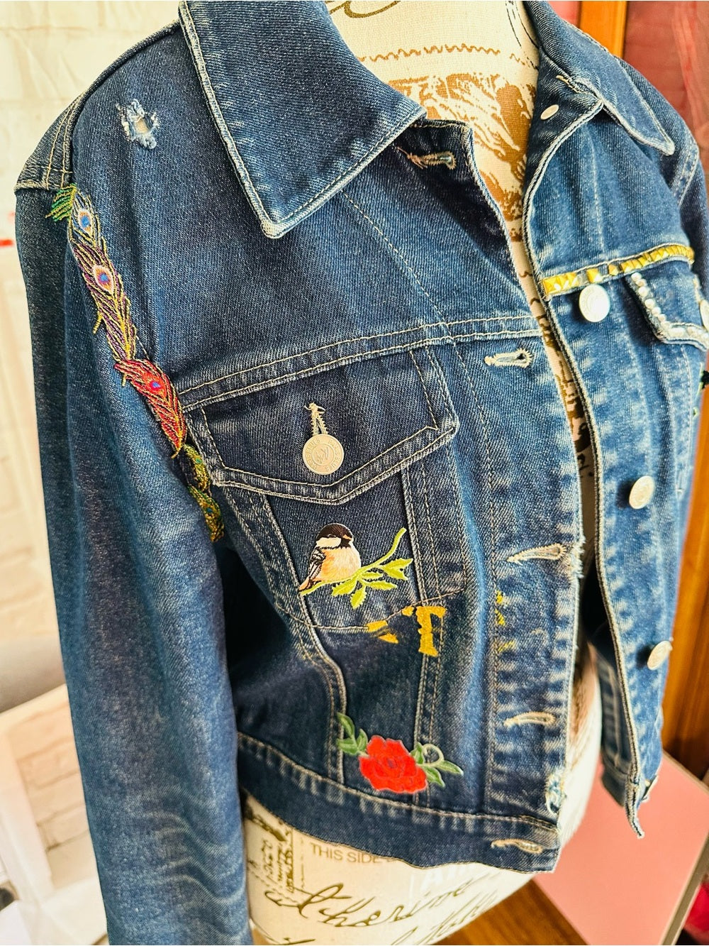 Vintage Paris Blues Embroidered Denim Jacket
