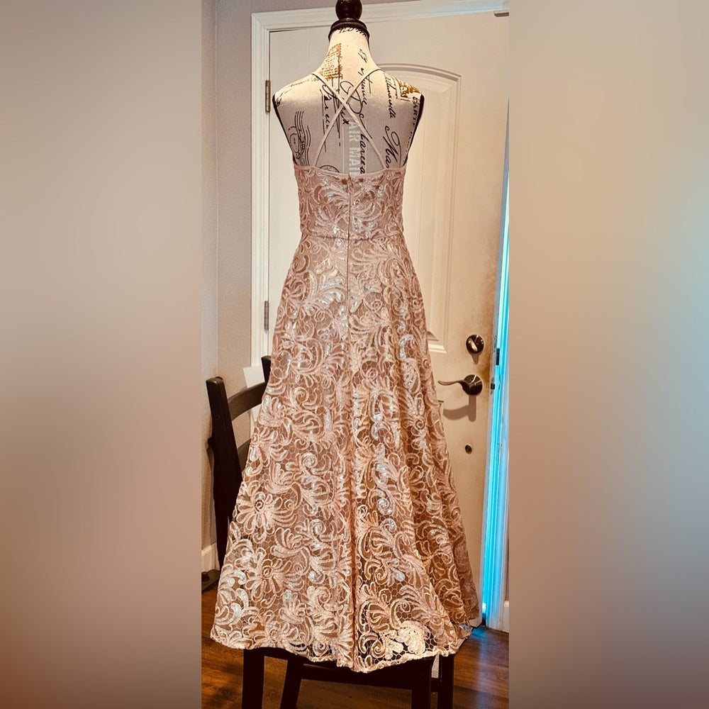 Betsy & Adam Lace & Sequin Formal Dress