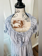 indulge Light Blue Floral Smocked Waist Off-Shoulder Dress