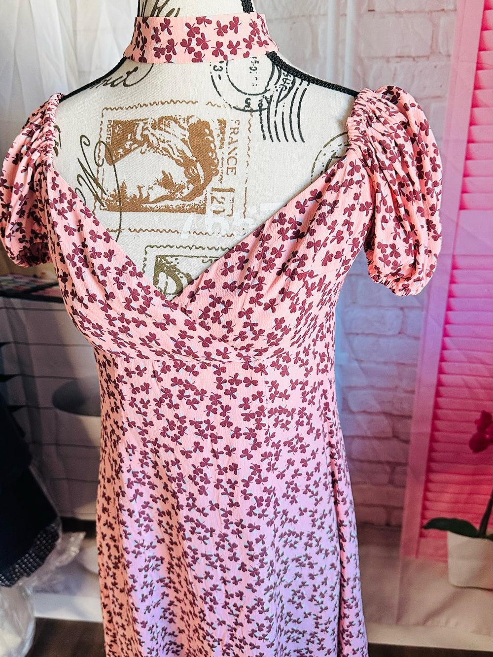 Alexis Pink Floral Print Midi Dress