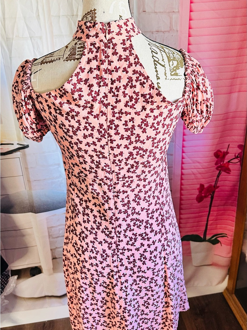 Alexis Pink Floral Print Midi Dress