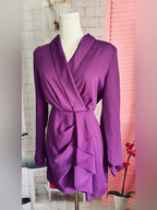 MISHA Long Sleeve Ruffle Wrap Mini Dress—Prism Violet
