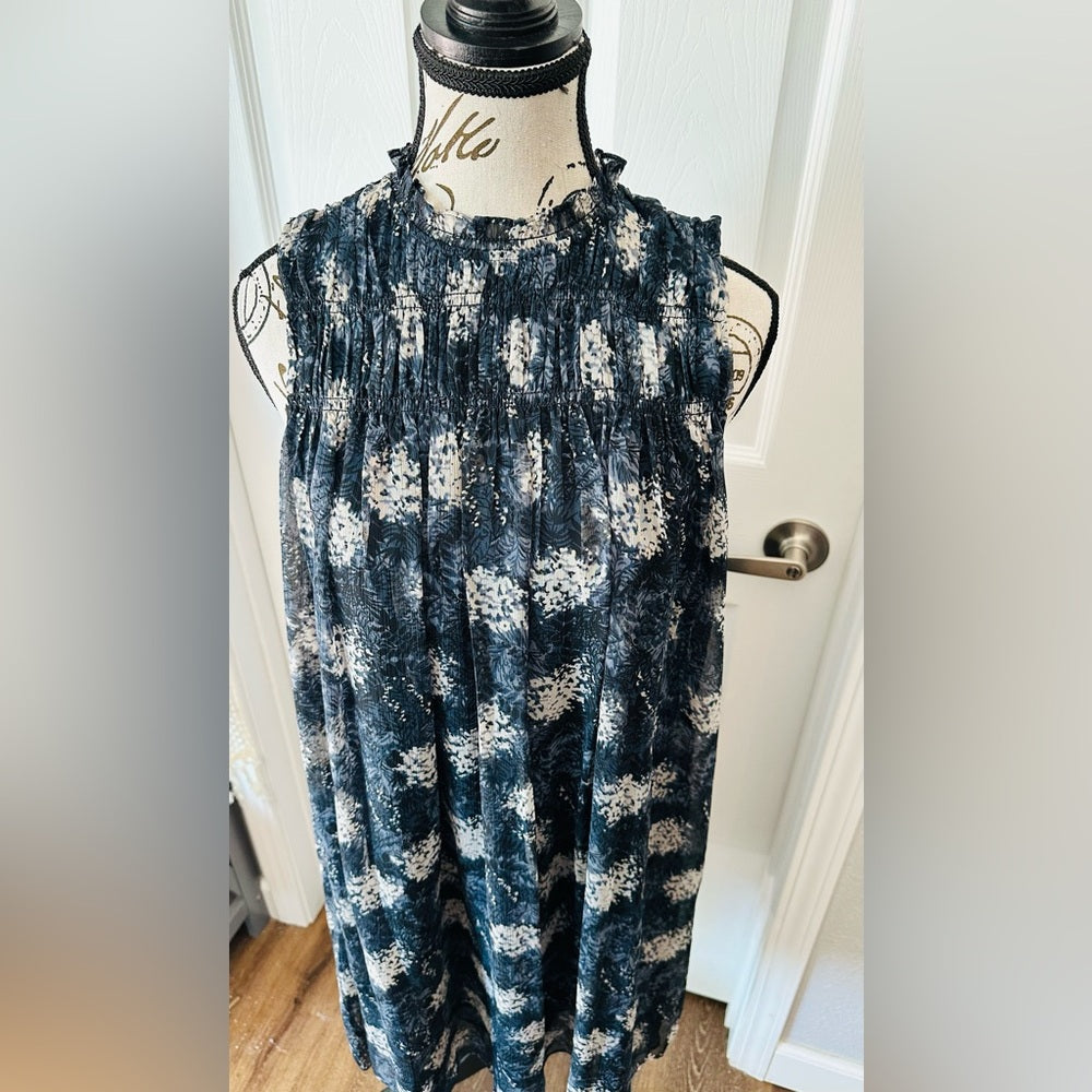Sleeveless Mock Neck Smocked Midi Dress by Joie