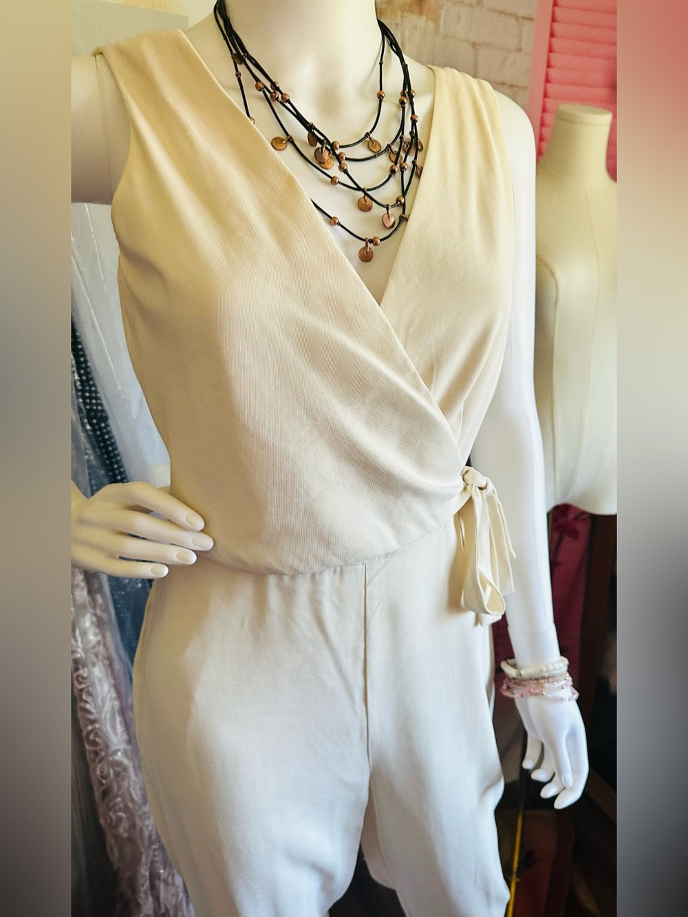 1.STATE Sleeveless Wrap Front Soft Twill Jumpsuit