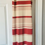 Rust Striped High Neck Bodycon Dress