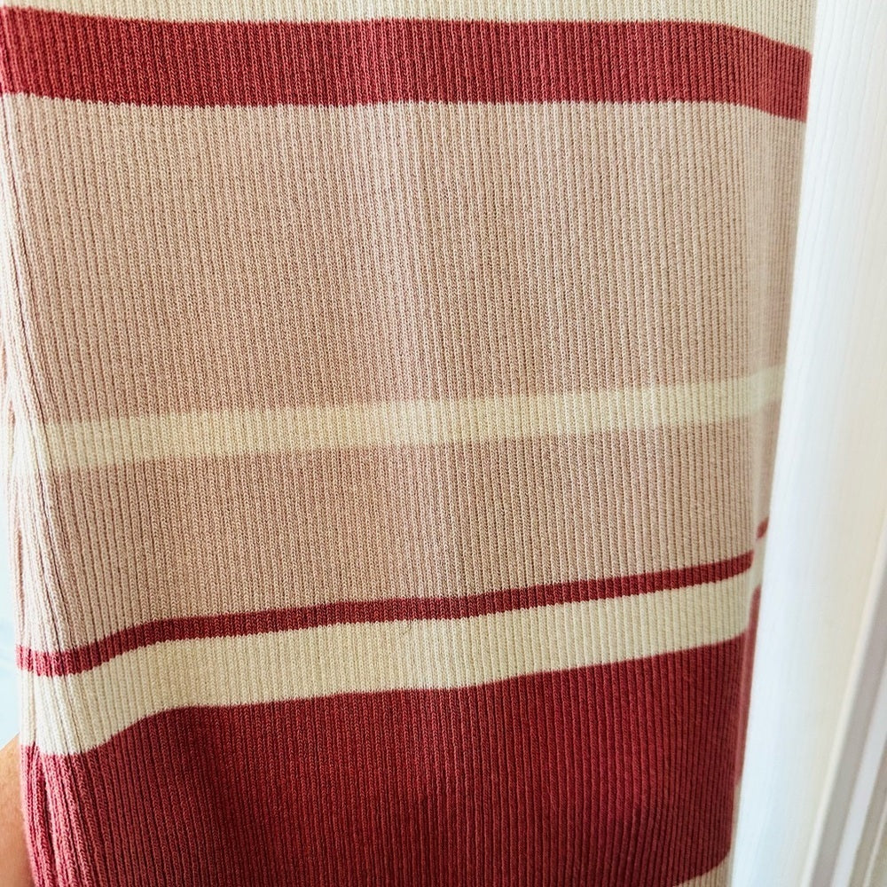 Rust Striped High Neck Bodycon Dress